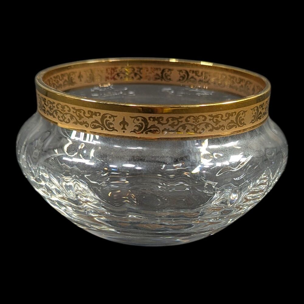 Lenox Autumn Wide Gold Band Clear Crystal Glass 4" Bowl Hospitality Candy Dish